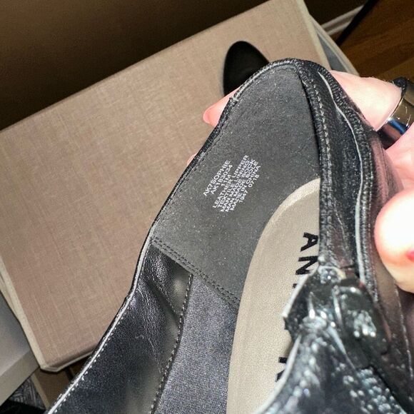 Anne Klein Women’s Sophie Black Leather Heel Booties Size 11 - Picture 8 of 9